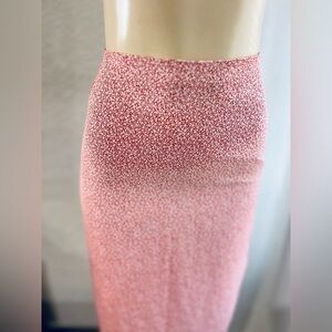 & Fitch High-Slit Midi Skirt - Red Floral Pattern - Size XS